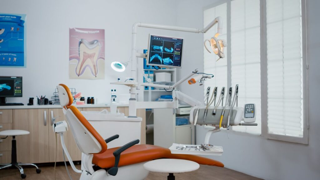 Cosmetic dentistry clinic room setup used for Hollywood smile consultations and treatments.