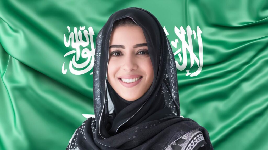 Hollywood Smile cost in Saudi Arabia (2026) featured image with Saudi flag and smiling woman in hijab